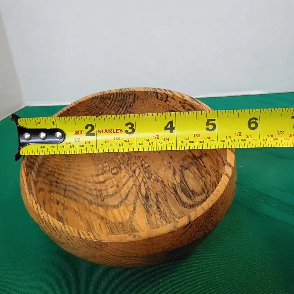 Hand Turned Spalted Water Oak Wood Bowl Slanted Rim Natural Edge Decorative Art